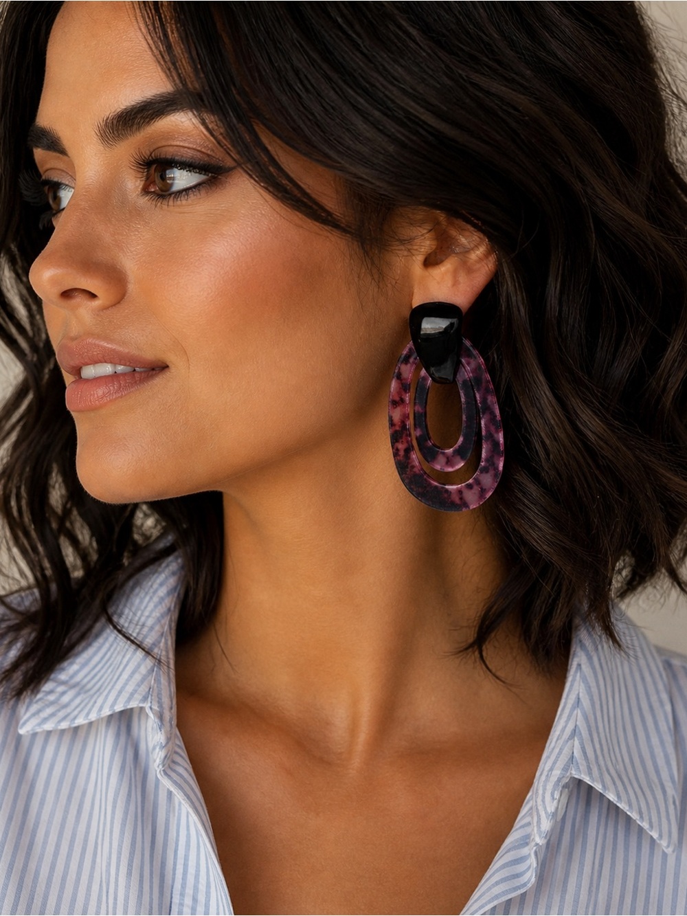 ✨ Retro Acrylic Python Print Statement Earrings ✨